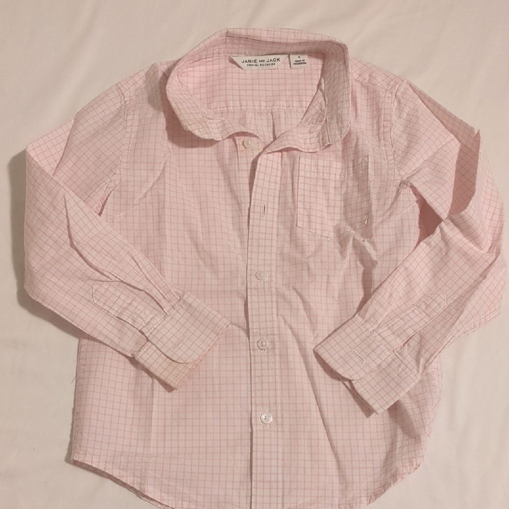 Janie and Jack Pink Checkered Shirt. 4t